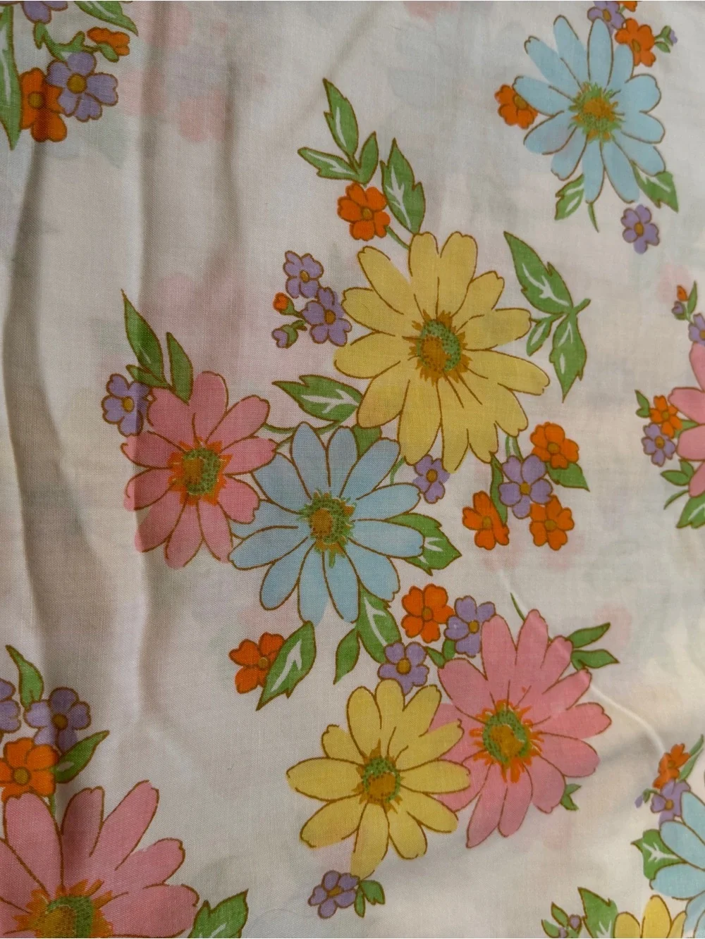Vintage Cannon Monticello Twin Flower Power Sheet Set Fitted Flat Mod Daisy